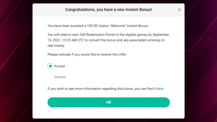 Fonctionnement des bonus instantanés